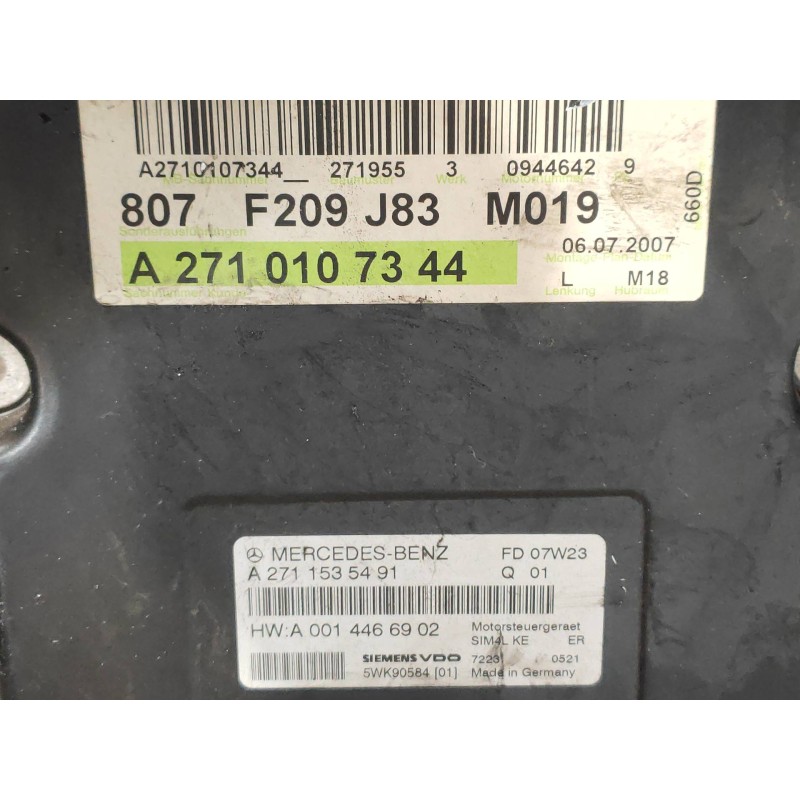 Recambio de centralita motor uce para mercedes clase clk (w209) coupe 200 compressor (209.341) referencia OEM IAM A2710107344 A2