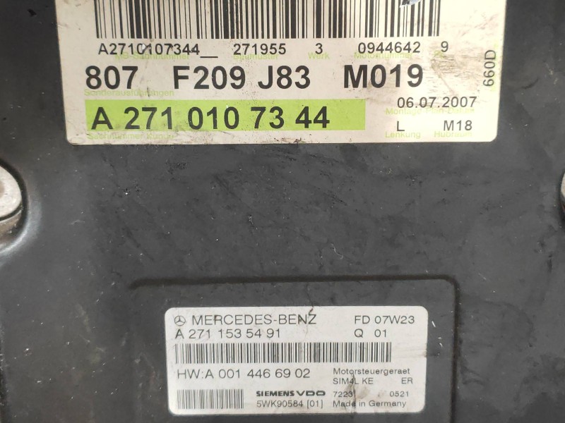 Recambio de centralita motor uce para mercedes clase clk (w209) coupe 200 compressor (209.341) referencia OEM IAM A2710107344 A2