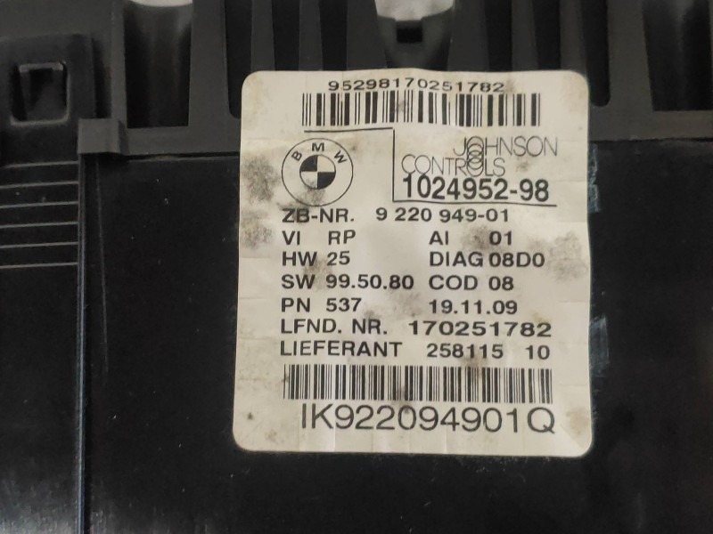 Recambio de cuadro instrumentos para bmw serie 1 berlina (e81/e87) 116d referencia OEM IAM 922094901 102495298 