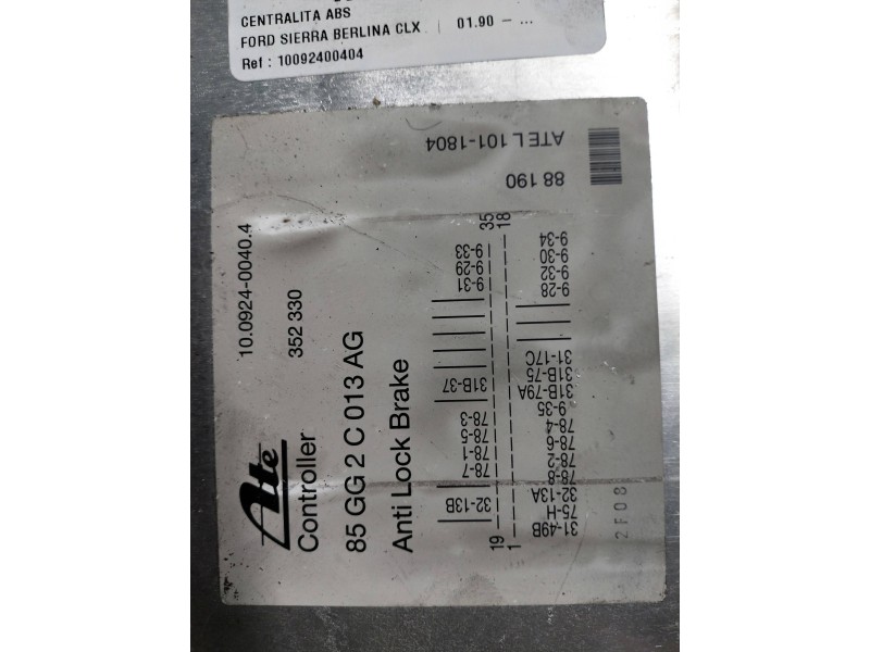 Recambio de centralita abs para ford sierra berlina clx referencia OEM IAM 85GG2C013AG 10092400404 352330