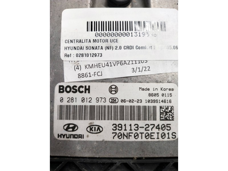 Recambio de centralita motor uce para hyundai sonata (nf) 2.0 crdi comfort i referencia OEM IAM 0281012973 3911327405 BOSCH