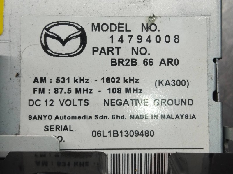 Recambio de sistema audio / radio cd para mazda 3 berlina (bk) 2.0 crdt sportive referencia OEM IAM 14794008  