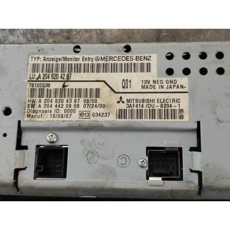 Recambio de pantalla multifuncion para mercedes clase c (w204) familiar 220 t cdi (204.208) referencia OEM IAM A2048204297 A2048