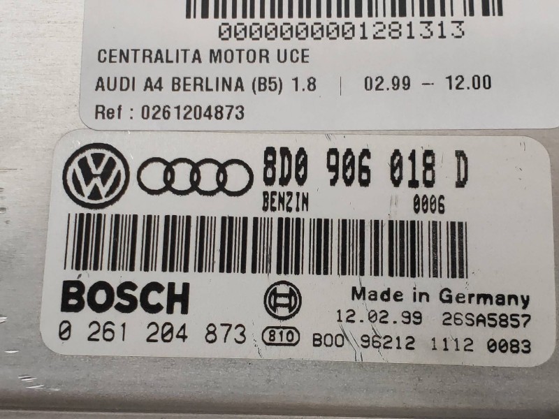 Recambio de centralita motor uce para audi a4 berlina (b5) 1.8 referencia OEM IAM 0261204873 8D0906018D 