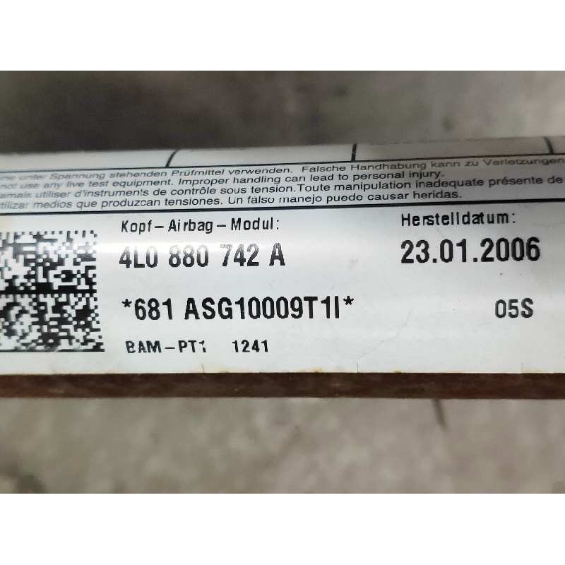 Recambio de airbag cortina delantero derecho para audi q7 (4l) 3.0 tdi referencia OEM IAM 4L0880742A  