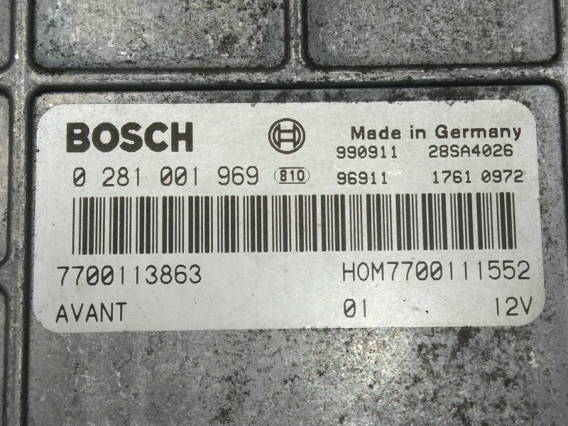 Recambio de centralita motor uce para renault megane i fase 2 berlina (ba0) 1.9 d rt referencia OEM IAM 0281001969 7700113863 HO
