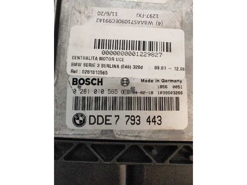 Recambio de centralita motor uce para bmw serie 3 berlina (e46) 320d referencia OEM IAM 0281010565 DDE7793443 