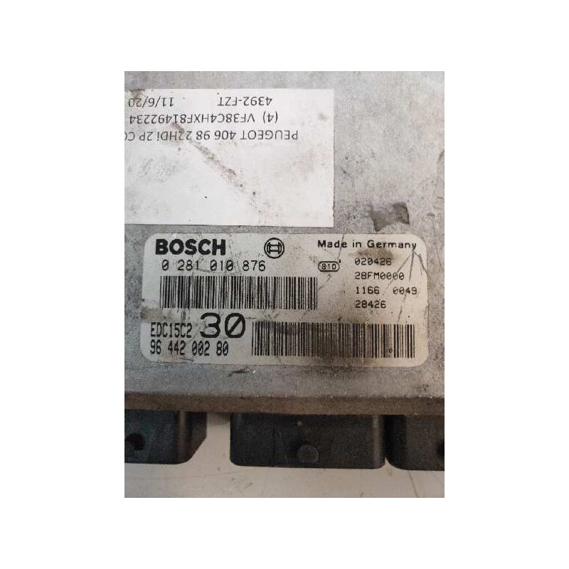Recambio de centralita motor uce para peugeot 406 coupe (s1/s2) 2.2 hdi referencia OEM IAM 0281010876 9644200280 EDC15C2 30