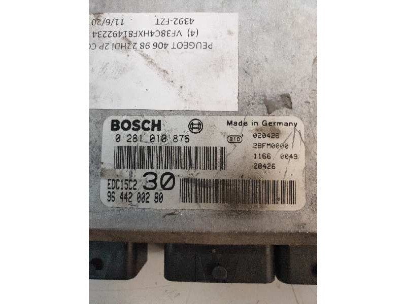 Recambio de centralita motor uce para peugeot 406 coupe (s1/s2) 2.2 hdi referencia OEM IAM 0281010876 9644200280 EDC15C2 30