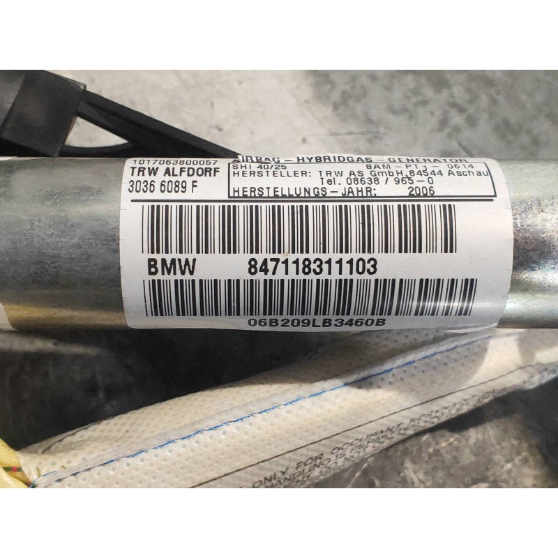 Recambio de airbag cortina delantero izquierdo para bmw serie 3 coupe (e92) 335i referencia OEM IAM 847118311103  