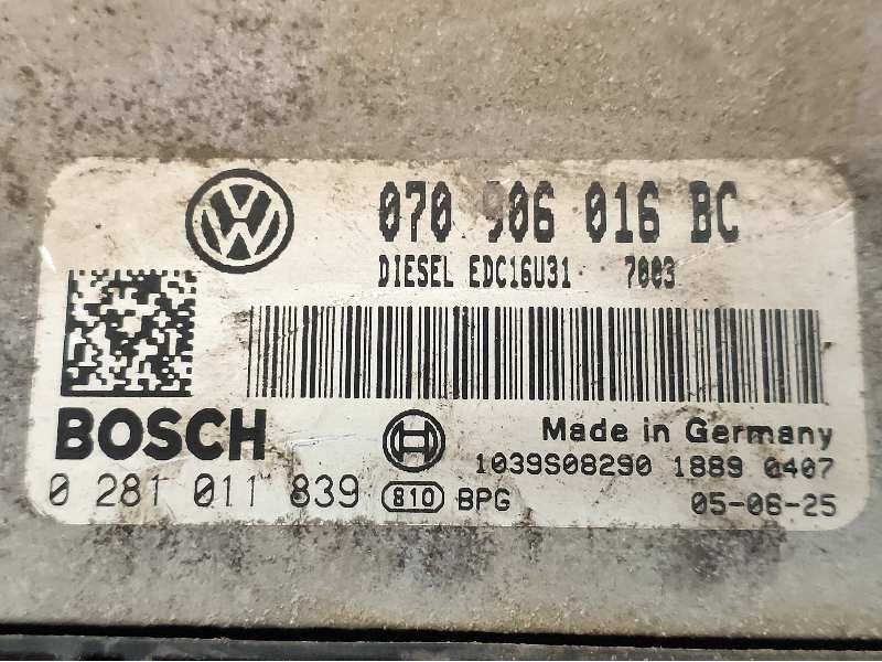 Recambio de centralita motor uce para volkswagen touareg (7la) tdi v10 referencia OEM IAM 0281011839 070906016BC 