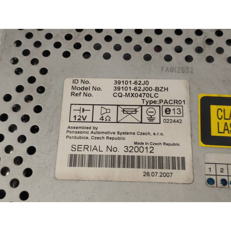 Recambio de sistema audio / radio cd para suzuki swift berlina (mz) gl (5-ptas.) referencia OEM IAM 3910162J0 3910162J00BZH CQMX