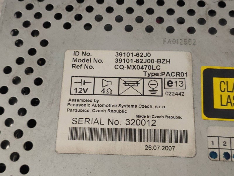 Recambio de sistema audio / radio cd para suzuki swift berlina (mz) gl (5-ptas.) referencia OEM IAM 3910162J0 3910162J00BZH CQMX