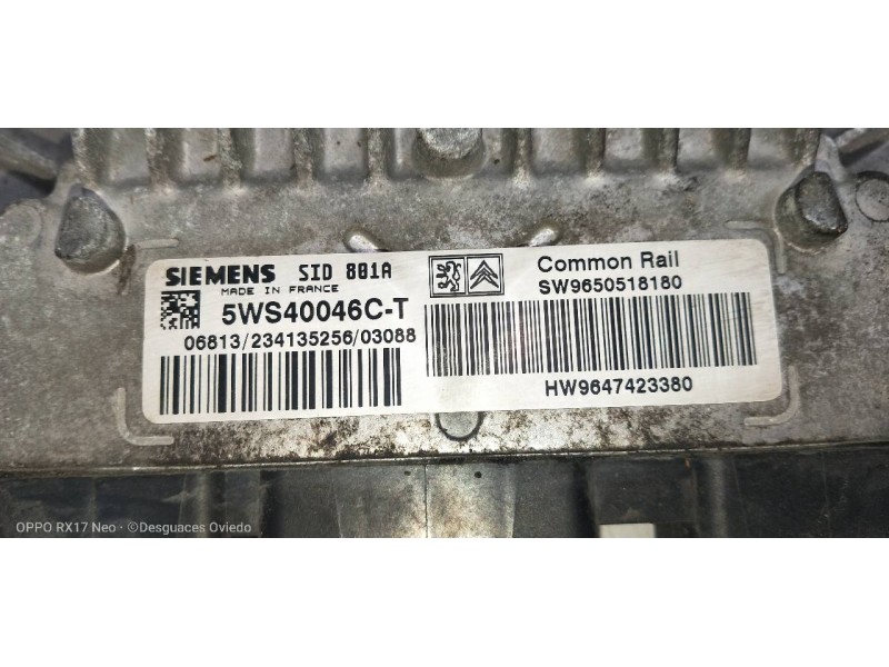 Recambio de centralita motor uce para citroen xsara coupe 2.0 hdi premier (66kw) referencia OEM IAM 5WS40046CT SW9650518180 HW96
