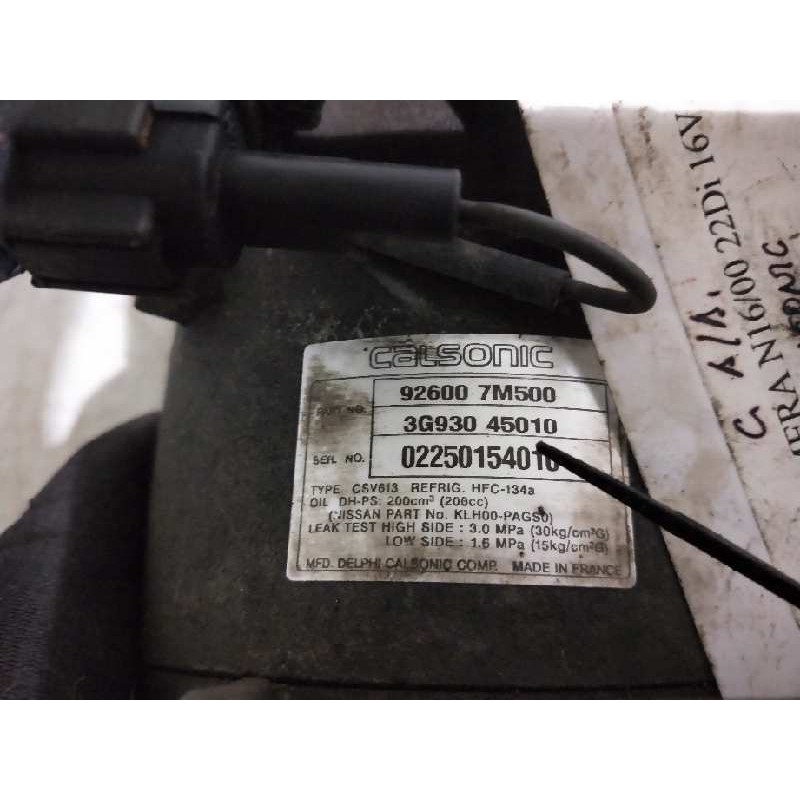 Recambio de compresor aire acondicionado para nissan almera (n16/e) 2.2 16v turbodiesel cat referencia OEM IAM 926007M500 3G9304