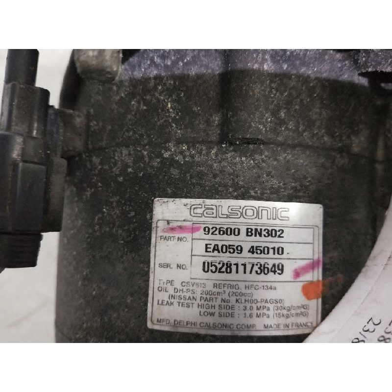 Recambio de compresor aire acondicionado para nissan almera (n16/e) 2.2 16v turbodiesel cat referencia OEM IAM 92600BN302 EA0594