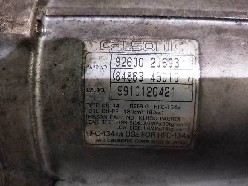 Recambio de compresor aire acondicionado para nissan primera berlina (p11) referencia OEM IAM 926002J603 8486345010 CR14