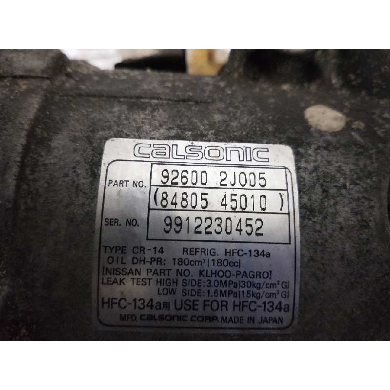Recambio de compresor aire acondicionado para nissan primera berlina (p11) 1.6 16v cat referencia OEM IAM 926002J005 8480545010  Recambio de compresor aire acondicionado para nissan primera berlina (p11) 1.6 16v cat referencia OEM IAM 926002J005 8480545010