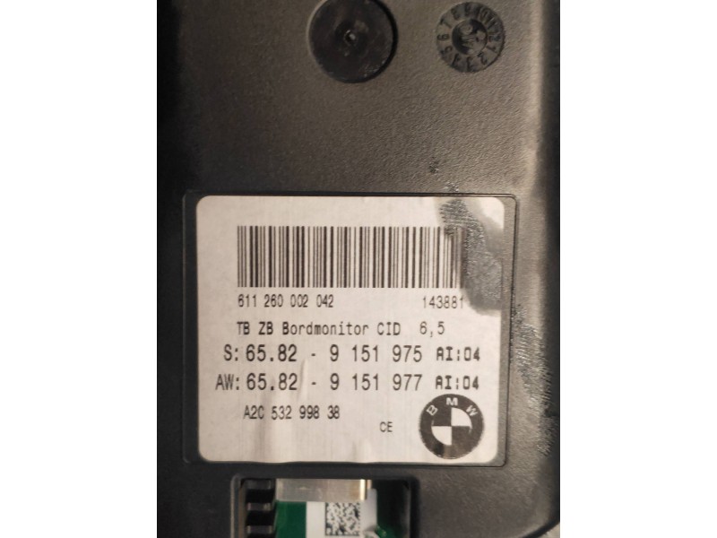 Recambio de pantalla multifuncion para bmw serie 6 coupe (e63) 635d referencia OEM IAM 65829151975 65829151977 