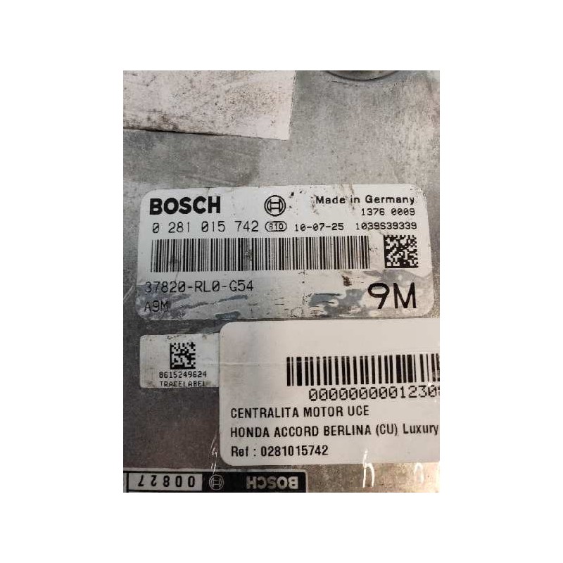 Recambio de centralita motor uce para honda accord berlina (cu) luxury referencia OEM IAM 0281015742 37820RL0G54 