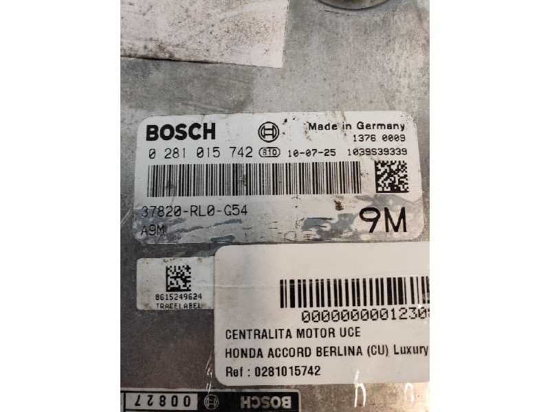 Recambio de centralita motor uce para honda accord berlina (cu) luxury referencia OEM IAM 0281015742 37820RL0G54 