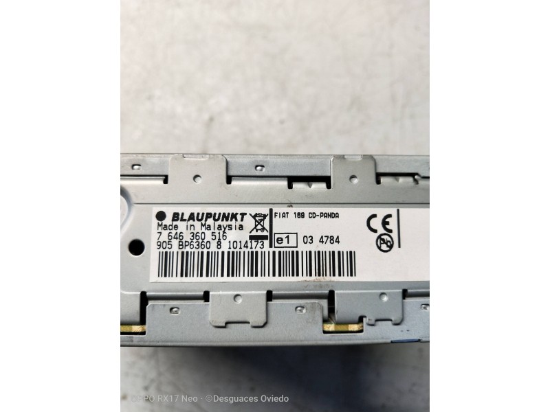 Recambio de sistema audio / radio cd para fiat panda (169) 1.2 8v emotion referencia OEM IAM 7646360516  