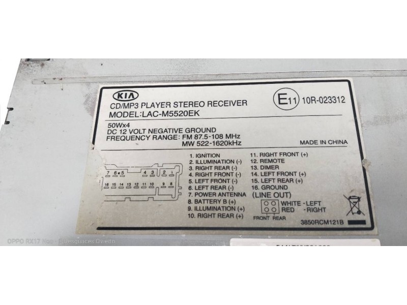 Recambio de sistema audio / radio cd para kia carnival ii 2.9 cdri ex referencia OEM IAM LACM5520EK  