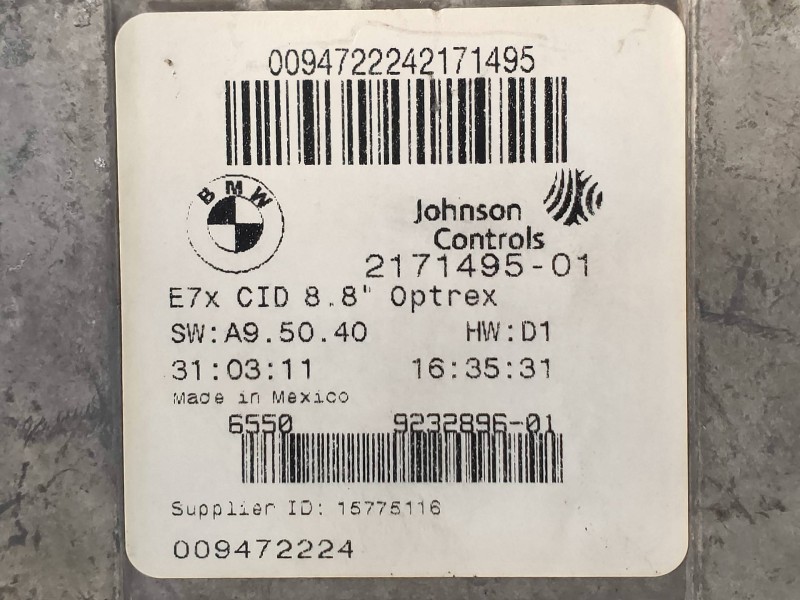 Recambio de pantalla multifuncion para bmw x6 (e71) xdrive40d referencia OEM IAM 21749501 923289601 