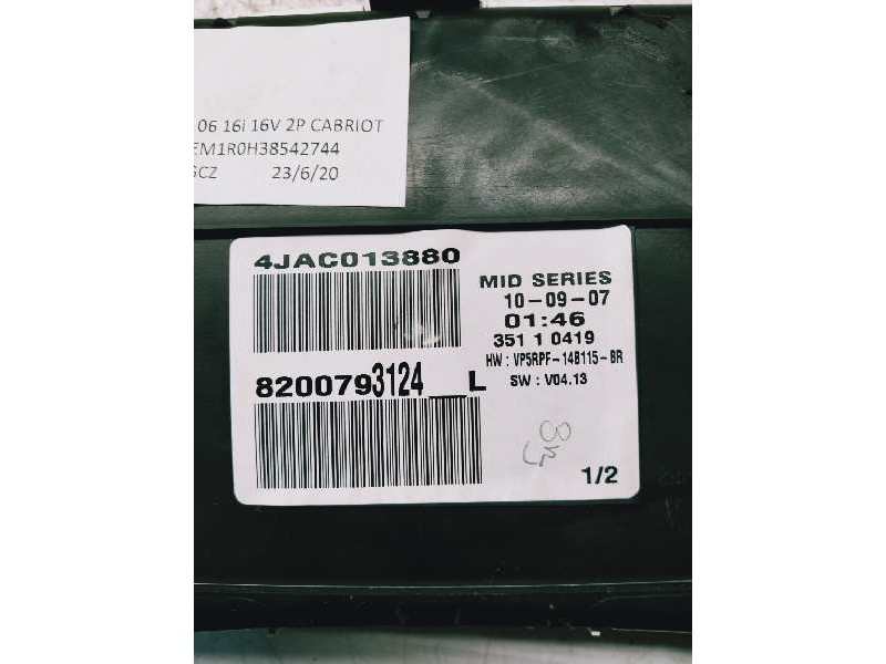Recambio de cuadro instrumentos para renault megane ii coupe/cabrio authentique referencia OEM IAM 8200793124L  