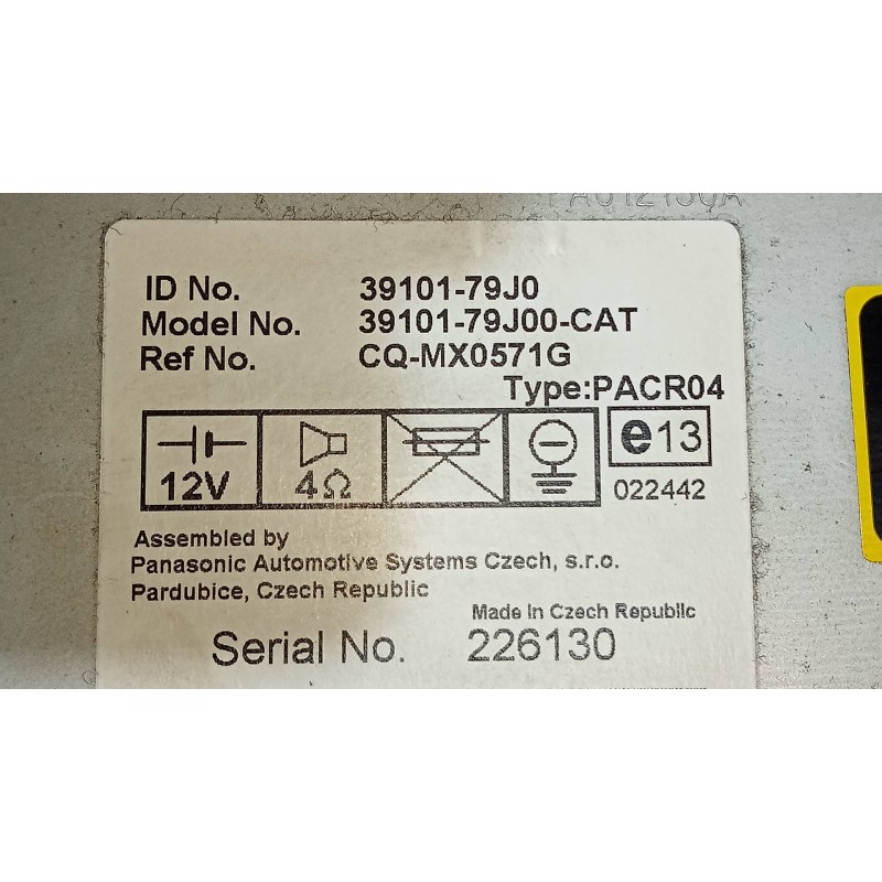 Recambio de sistema audio / radio cd para fiat sedici (189) 1.9 8v multijet dynamic referencia OEM IAM 3910179J0 CQMX0571G 