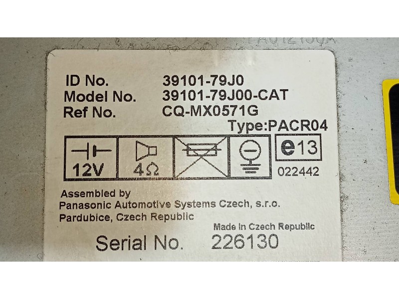 Recambio de sistema audio / radio cd para fiat sedici (189) 1.9 8v multijet dynamic referencia OEM IAM 3910179J0 CQMX0571G 