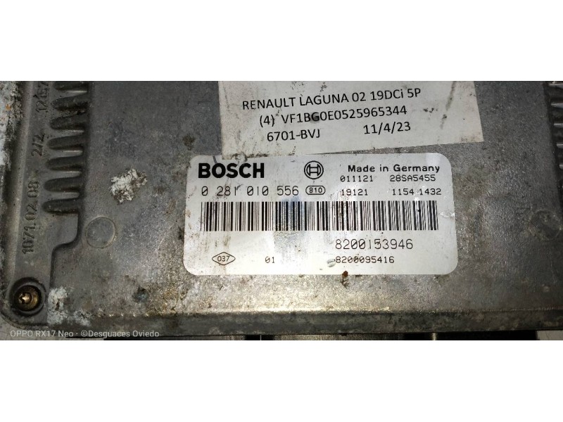 Recambio de centralita motor uce para renault laguna ii (bg0) authentique referencia OEM IAM 0281010556 8200153946 8200095416