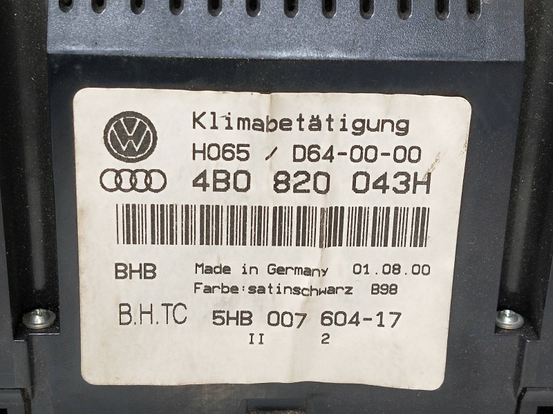 Recambio de mando calefaccion / aire acondicionado para audi allroad quattro (4b5) 2.5 v6 24v tdi referencia OEM IAM 4B0820043H 