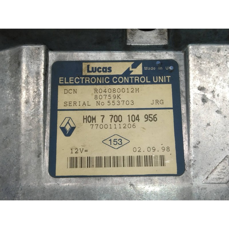 Recambio de centralita motor uce para renault kangoo (f/kc0) alize referencia OEM IAM R04080012H HOM7700104956 7700111206 80759K