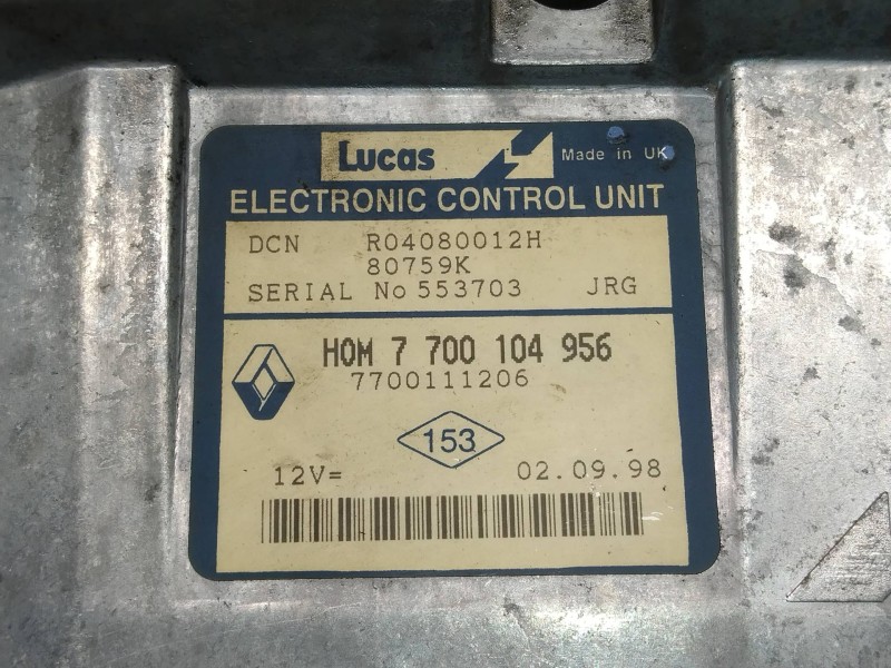 Recambio de centralita motor uce para renault kangoo (f/kc0) alize referencia OEM IAM R04080012H HOM7700104956 7700111206 80759K