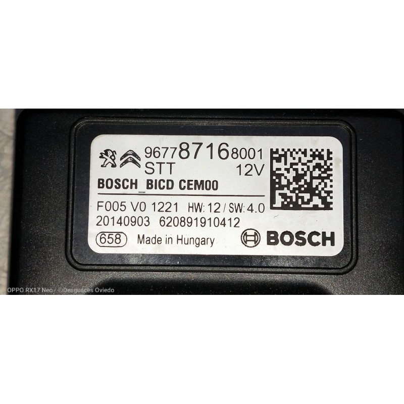 Recambio de modulo electronico para citroen c4 cactus 1.6 blue-hdi fap referencia OEM IAM 9677871680 F005V01221 