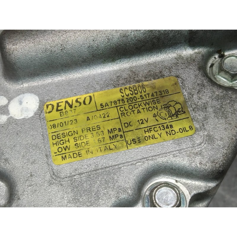 Recambio de compresor aire acondicionado para fiat bravo (198) 1.4 16v cat referencia OEM IAM 5A7875200 51747318 SCSB06 HFC134A