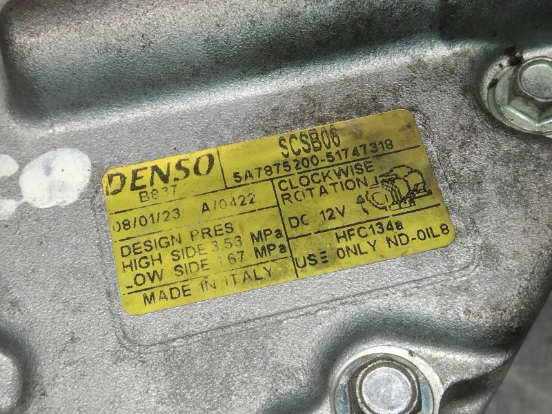 Recambio de compresor aire acondicionado para fiat bravo (198) 1.4 16v cat referencia OEM IAM 5A7875200 51747318 SCSB06 HFC134A