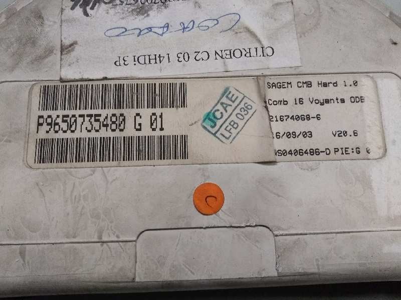 Recambio de cuadro instrumentos para citroen c2 1.4 hdi referencia OEM IAM P9650735480 G01 216740686 Recambio de cuadro instrumentos para citroen c2 1.4 hdi referencia OEM IAM P9650735480 G01 216740686