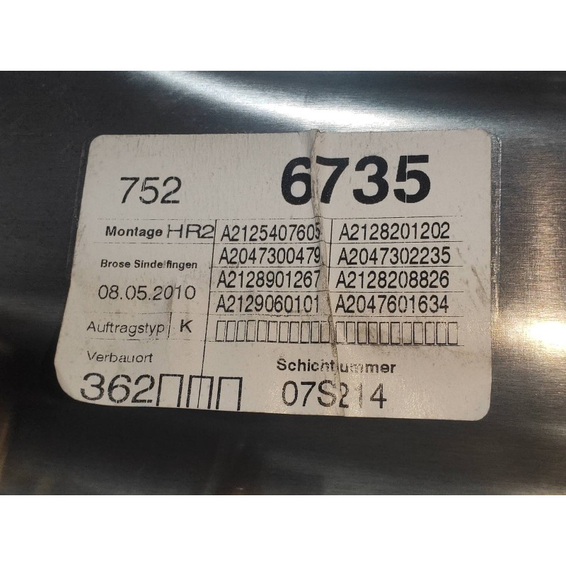 Recambio de elevalunas trasero derecho para mercedes clase e (w212) familiar 250 cdi blueefficiency (212.203) referencia OEM IAM