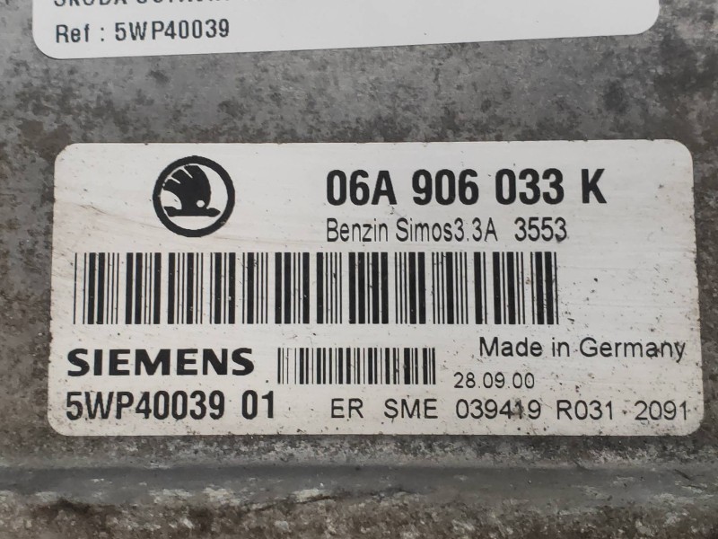 Recambio de centralita motor uce para skoda octavia berlina (1u2) ambiente referencia OEM IAM 06A906033K 5WP4003901 SIMOS33A