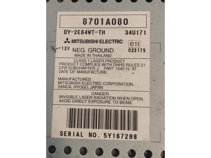 Recambio de sistema audio / radio cd para mitsubishi grandis (na0w) 2.0 di-d inform referencia OEM IAM 8701A080 DY2E64WTTH 