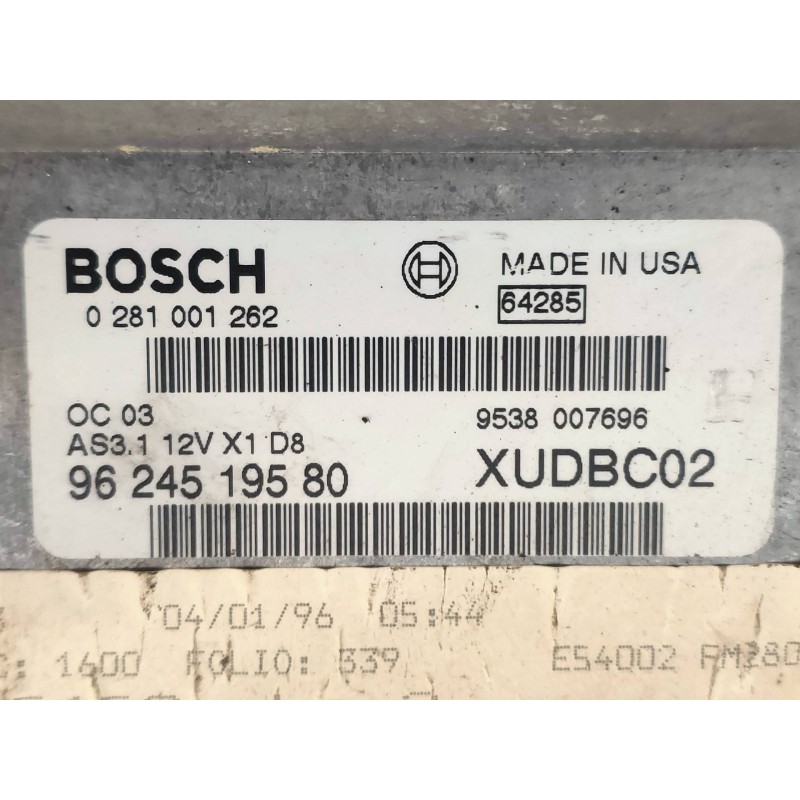 Recambio de centralita motor uce para peugeot 406 berlina (s1/s2) sldt referencia OEM IAM 0281001262 9624519580 BOSCH