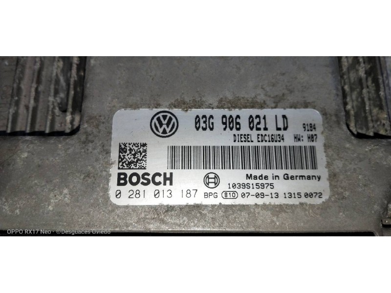 Recambio de centralita motor uce para skoda octavia berlina (1z3) elegance referencia OEM IAM 0281013187 03G906021LD 