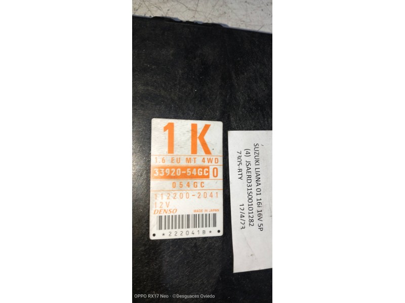 Recambio de centralita motor uce para suzuki liana rh (er) 1.6 referencia OEM IAM 1122002041 3392054GC 