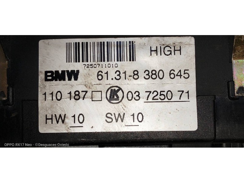 Recambio de mando elevalunas delantero izquierdo para bmw serie 5 berlina (e39) 530d referencia OEM IAM 61318380645  