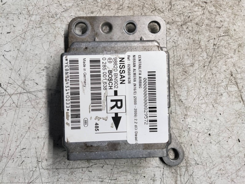 Recambio de centralita airbag para nissan almera (n16/e) 2.2 dci diesel cat referencia OEM IAM 0285001638 98820BN902  Recambio de centralita airbag para nissan almera (n16/e) 2.2 dci diesel cat referencia OEM IAM 0285001638 98820BN902