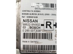 Recambio de centralita airbag para nissan almera (n16/e) 2.2 dci diesel cat referencia OEM IAM 0285001638 98820BN902  2