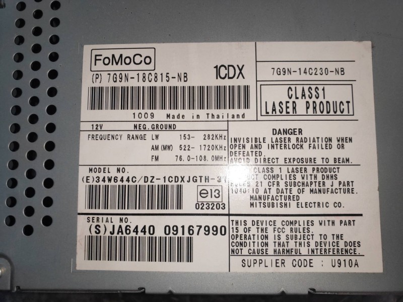 Recambio de sistema audio / radio cd para land rover freelander (lr2) td4 e referencia OEM IAM 7G9N18C815NB  