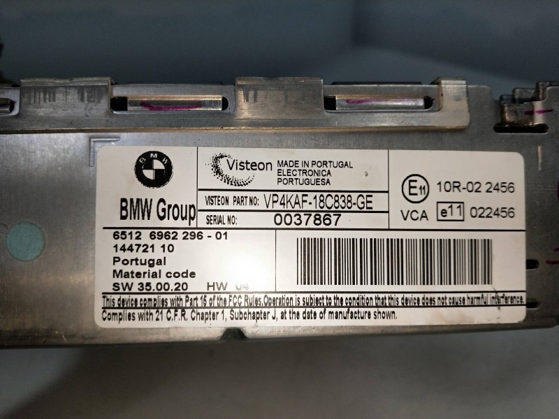 Recambio de sistema audio / radio cd para bmw serie 1 berlina (e81/e87) 116i referencia OEM IAM 6512696229601  